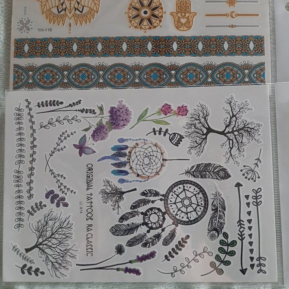 3 sheets Golden Silver Temporary Tattoo - Picture 4 of 16